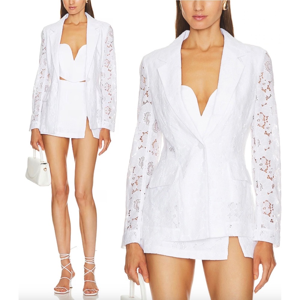 AMANDA UPRICHARD Herald Blazer in White Lace